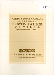 Giacomo Agostinetti Cento e dieci ricordi, che formano il buon fattor di villa immagine non disponibile